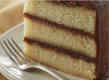 Yellow layer cake with chocolate