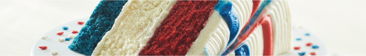 Privacy Policy - Piece of Cake - red, white and blue cake