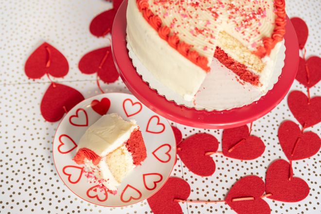 Red and White Heart Cake
