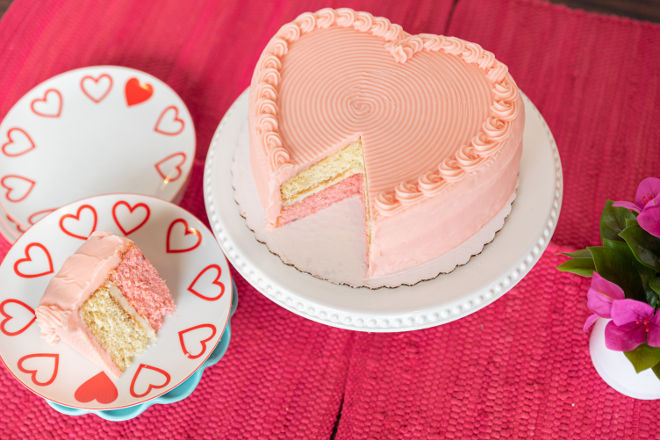 White Strawberry Heart Cake