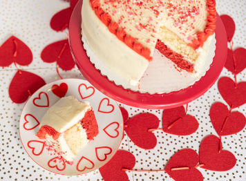 Red and White heart Cake