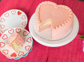 White Strawberry heart Cake